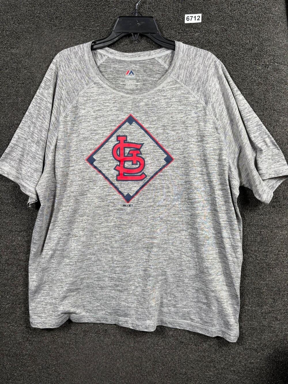 St Louis Cardinals T-Shirt Mens Size XXL Gray MLB Baseball Majestic Gray Heather